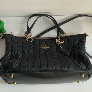 Coach Leather Black New York Quilted Handbag Women